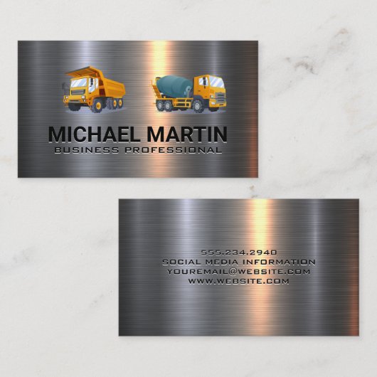 Cement and Dump Truck | Construction Vehicles 名刺 (正面/裏面)