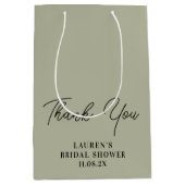 Cement Grey Minimalist Bridal Shower Thank You ミディアムペーパーバッグ (正面)