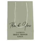 Cement Grey Minimalist Bridal Shower Thank You ミディアムペーパーバッグ (裏面)