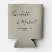 Cement Grey Script Minimalist Wedding 缶クーラー (正面)