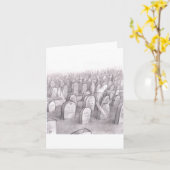 Cemetery Illustration with Many Headstones, Ghosts カード (黄色い花)