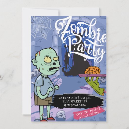 Cena de Halloween Fiesta zombie 招待状 (正面)