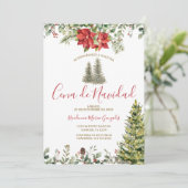 Cena De Navidad Poinsettia Christmas Dinner Party 招待状 (スタンド正面)