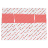 Centenarian Coral/Whiteタイポグラフィパターン – 100th ラージペーパーバッグ (裏面)