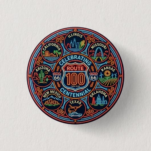 Centennial Mother Road All States 缶バッジ (正面)
