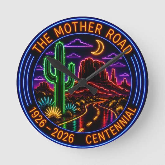 Centennial Neon Style Mother Road ラウンド壁時計 (正面)