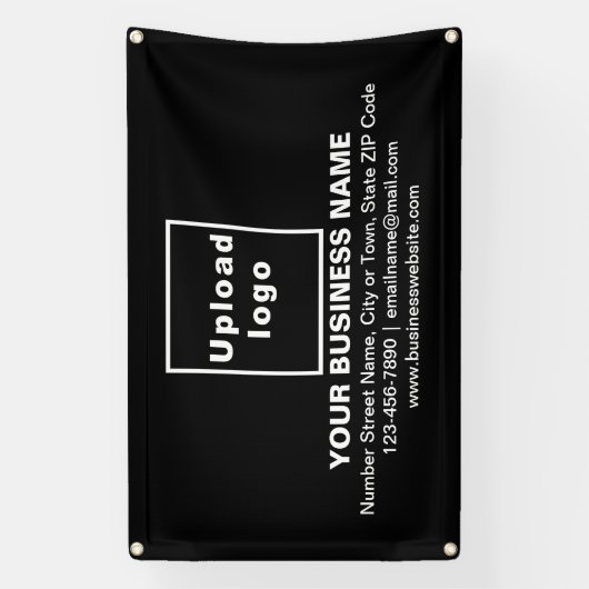 Center Aligned Business Brand on Black Rectangle 横断幕 (縦)