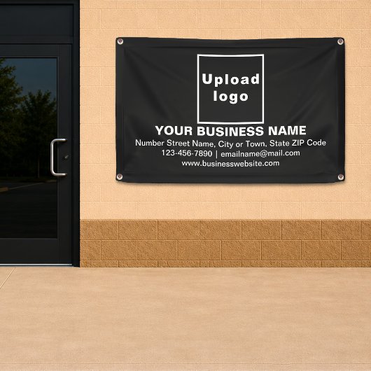 Center Aligned Business Brand on Black Rectangle 横断幕
