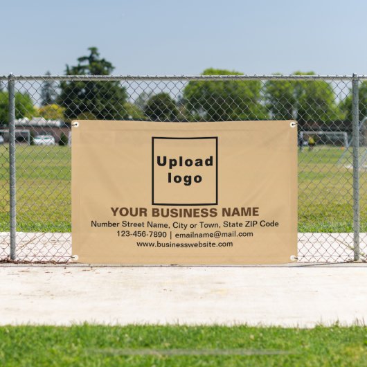 Center Aligned Business Brand on Light Brown 横断幕 (インサイチュ)