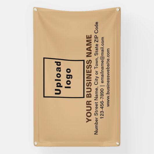 Center Aligned Business Brand on Light Brown 横断幕 (縦)