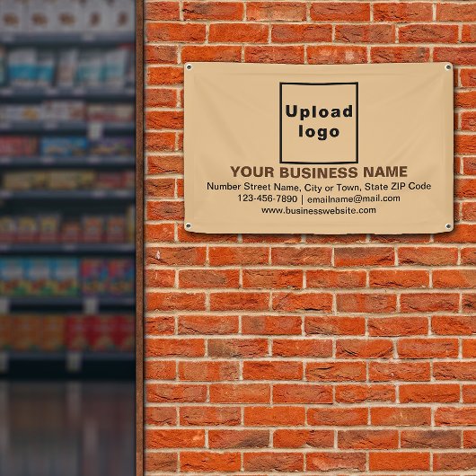 Center Aligned Business Brand on Light Brown 横断幕