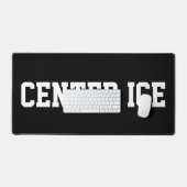 CENTER ICE Athletic White Hockey Text On Black デスクマット (キーボード&マウス)