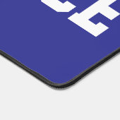 CENTER ICE Athletic White Hockey Text On Deep Blue デスクマット (コーナー)