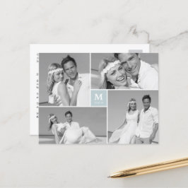 Center Square Monogramの写真結婚ありがとう ポストカード