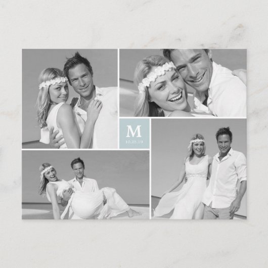 Center Square Monogramの写真結婚ありがとう ポストカード (正面)