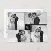 Center Square Monogramの写真結婚ありがとう ポストカード (正面/裏面)