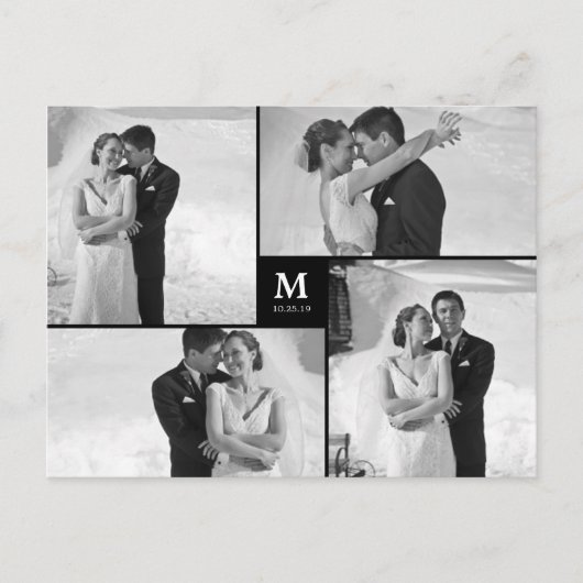 Center Square Monogramの写真結婚ありがとう ポストカード (正面)