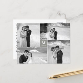 Center Square Monogramの写真結婚ありがとう ポストカード