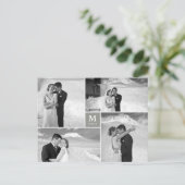 Center Square Monogramの写真結婚ありがとう ポストカード (スタンド正面)