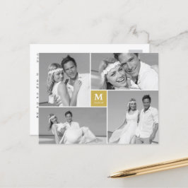 Center Square Monogramの写真結婚ありがとう ポストカード