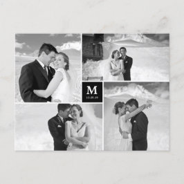 Center Square Monogramの写真結婚ありがとう ポストカード