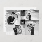 Center Square Monogramの写真結婚ありがとう ポストカード (正面/裏面)