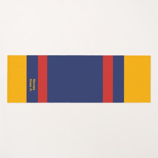 Center Stripes Horizontal Lines Blue Yellow Red ヨガマット (正面(横))