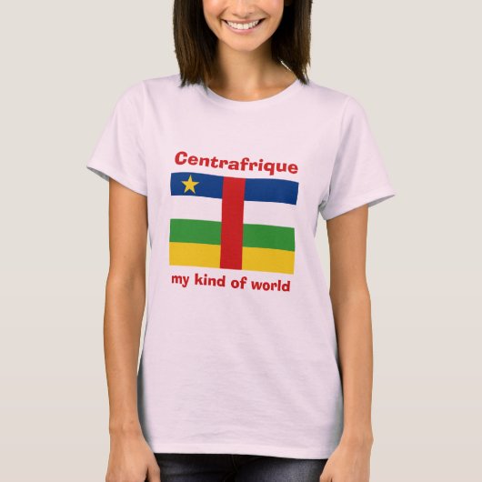 Centrafriqueの旗 + 地図 + 文字のTシャツ Tシャツ (正面)