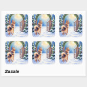 Central Asian Shepherd Snowy Gate Christmas Art スクエアシール (シート)