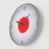 Centre>Wallの赤い時計との渦巻形のな灰色か白 ラージ壁時計 (傾斜)