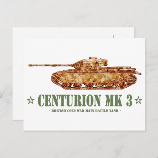 Centurion MK 3戦車冷戦の英国MBT ポストカード (正面/裏面)