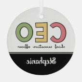 CEOパーソナライズされた最高経営責任者ボスギフト ガラスオーナメント (裏面)