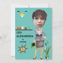 CEOビジネス女性写真センセーショナルおもしろい誕生日 招待状