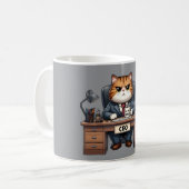 CEO (猫最高経営責任者) - 楽しいオフィス猫マグカップ コーヒーマグカップ (正面左)