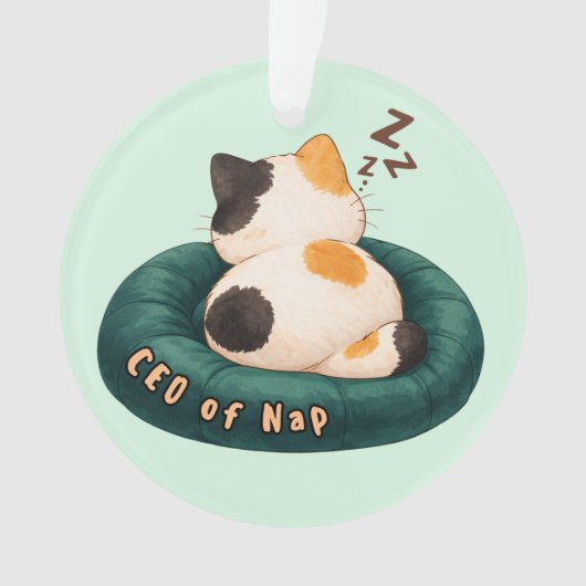 "CEO of Nap" Cat Sleeping on The Couch オーナメント (正面)