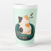 "CEO of Nap" Cat Sleeping on The Couch カフェラテマグ (正面)