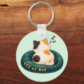 "CEO of Nap" Cat Sleeping on The Couch キーホルダー (正面)