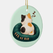 "CEO of Nap" Cat Sleeping on The Couch セラミックオーナメント (右)