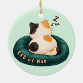 "CEO of Nap" Cat Sleeping on The Couch セラミックオーナメント (裏面)