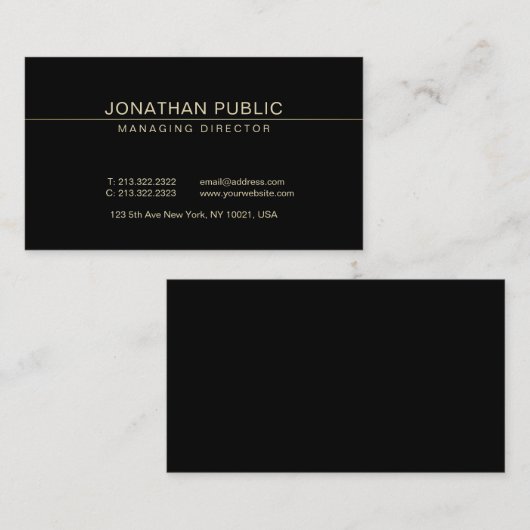 Ceo Plain Luxury粋でエレガントなマネージャーディレクター 名刺 (正面/裏面)