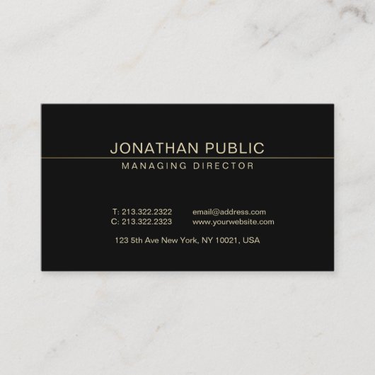 Ceo Plain Luxury粋でエレガントなマネージャーディレクター 名刺 (正面)
