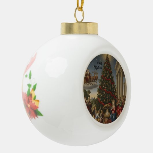 Ceramic Ball Nativity Santa Christmas Ornament セラミックボールオーナメント (左)