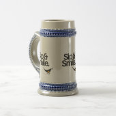 Ceramic Beer Stein – Sip & Smile Motivational Mug ビールジョッキ (正面左)