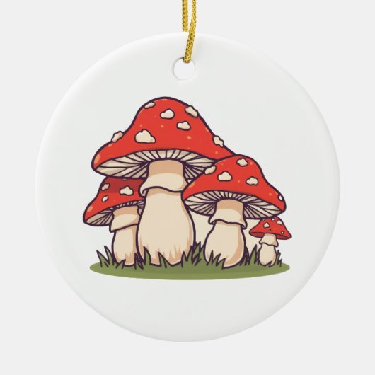 Ceramic Circle Ornament (Cute Mushrooms) セラミックオーナメント (正面)