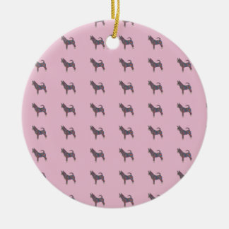 Ceramic Circle Ornament with chihuahua pattern セラミックオーナメント
