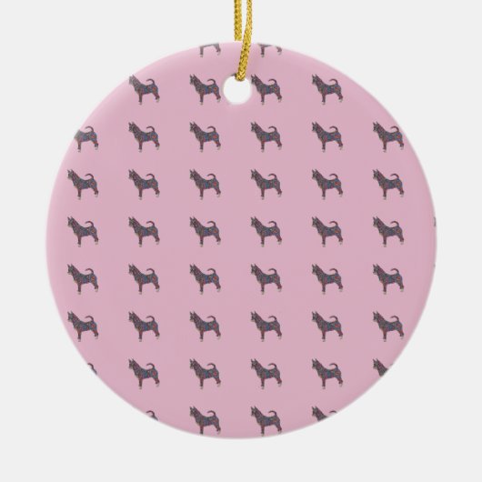 Ceramic Circle Ornament with chihuahua pattern セラミックオーナメント (正面)