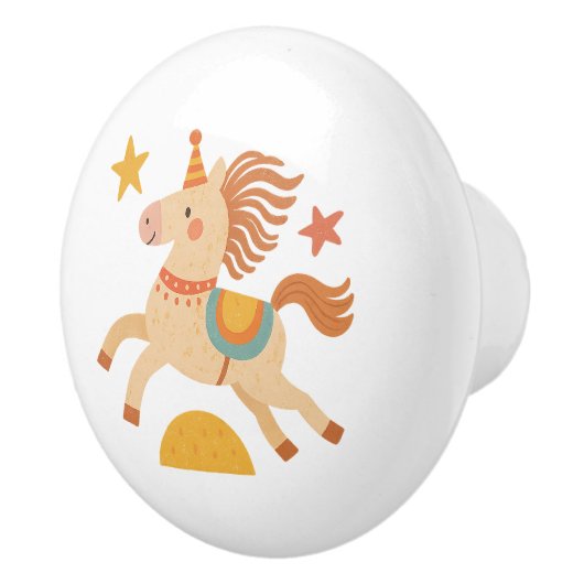 Ceramic Drawer Pull - Performing Circus Pony セラミックノブ (右)