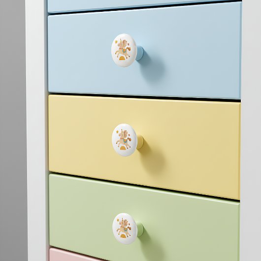 Ceramic Drawer Pull - Performing Circus Pony セラミックノブ