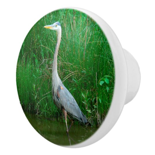 CERAMIC KNOB/"BLUE HERON STANDING IN POND" セラミックノブ (右)