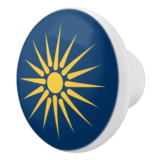 Ceramic knob pull with flag of Macedonia, Greece セラミックノブ (右)